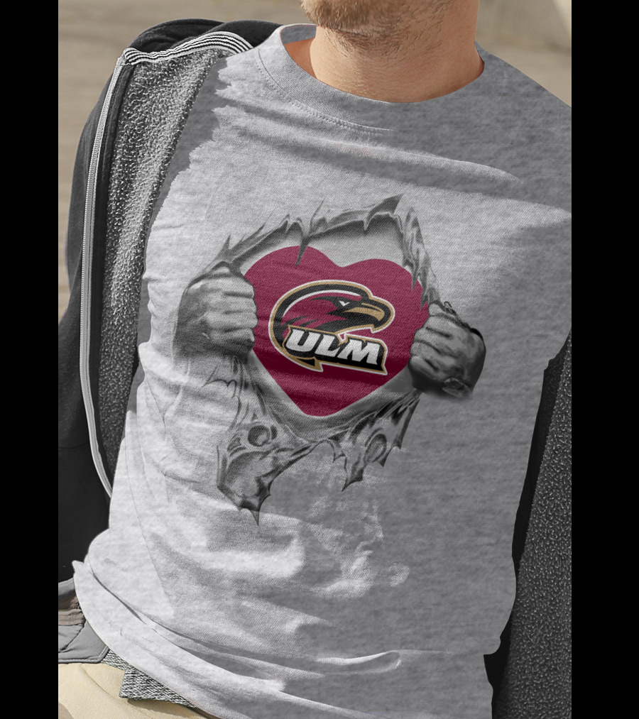 Ul Monroe Warhawks Heart Logo With Hands Holding Tear T-Shirt