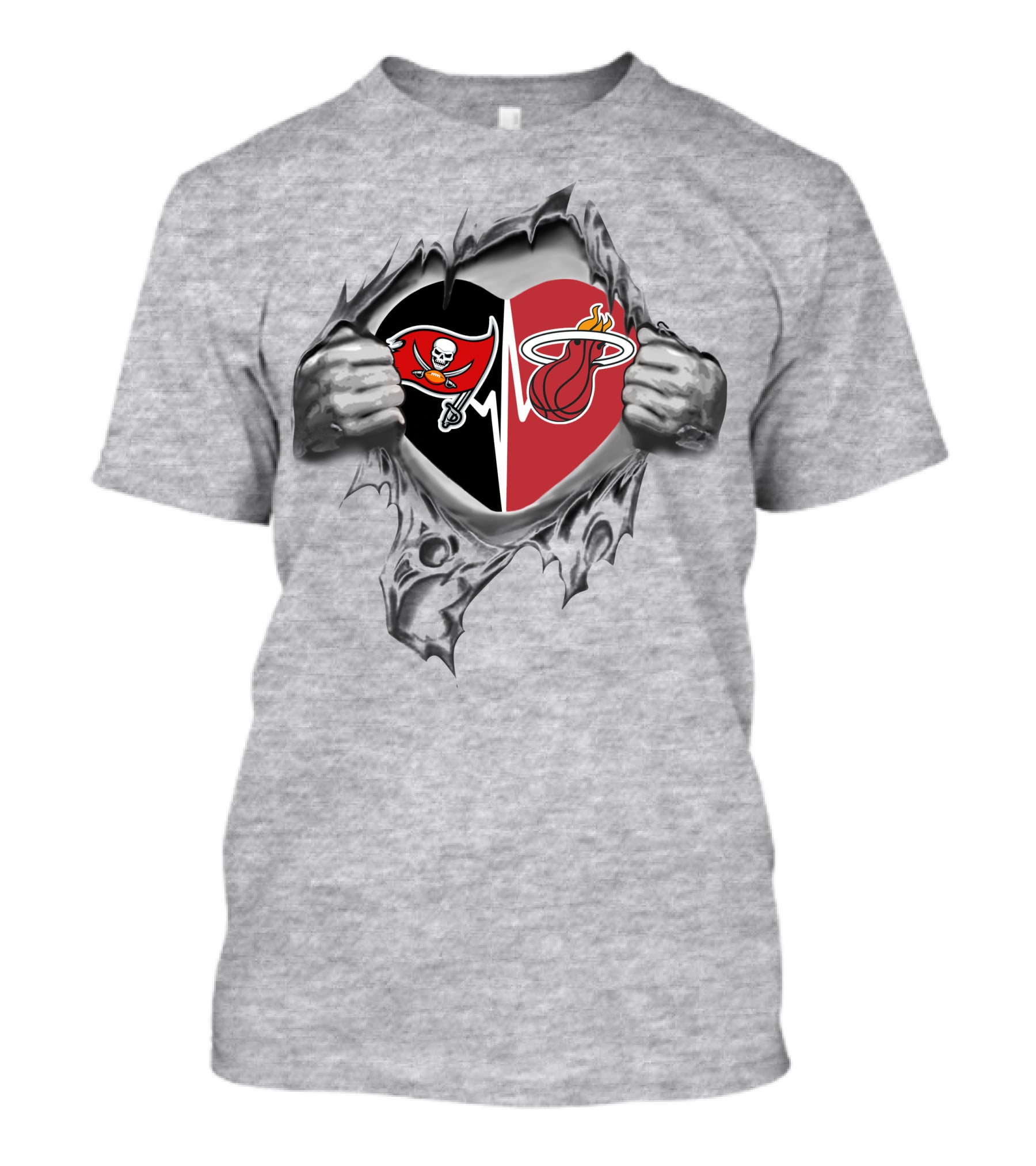 Buccaneers Miami Heat Heart Logo Combination T-Shirt