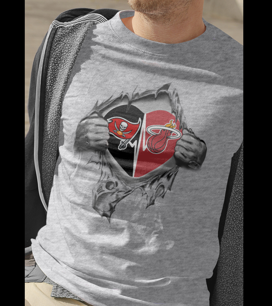 Buccaneers Miami Heat Heart Logo Combination T-Shirt