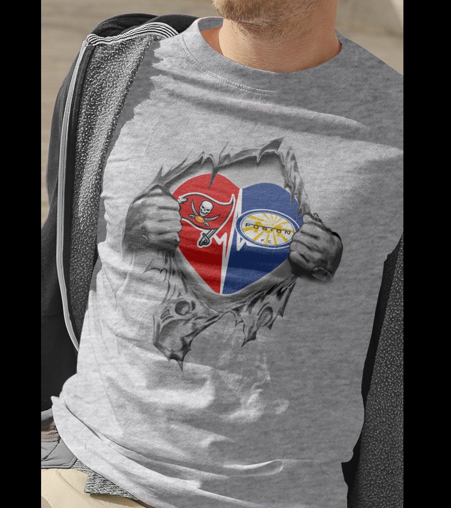 Buccaneers Miami Fusion It's In My Heart Logos Torn T-Shirt