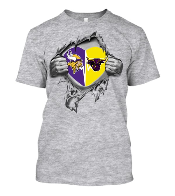 Vikings Mavericks Heartburst: Purple And Yellow Loyalty T-Shirt