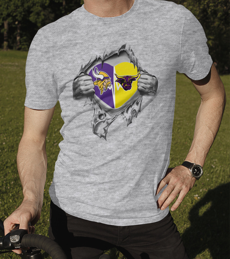 Vikings Mavericks Heartburst: Purple And Yellow Loyalty T-Shirt