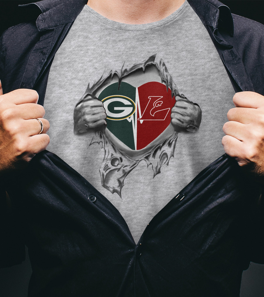 Packers La Crosse Eagles Heart Logo Graphic With Tearing Hands T-Shirt
