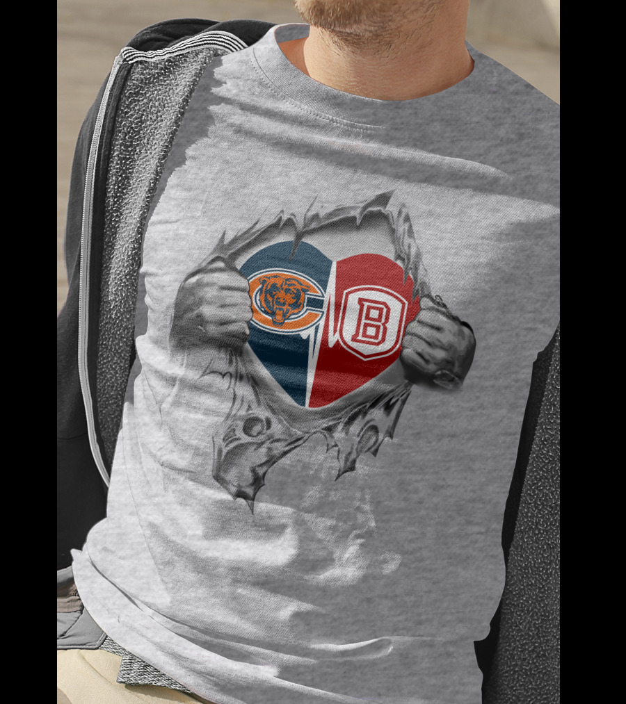 Chicago Bears And Bradley Braves Heart T-Shirt