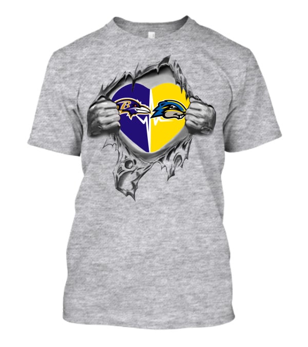 Baltimore Ravens Goucher Gophers Heart Logo Fusion T-Shirt