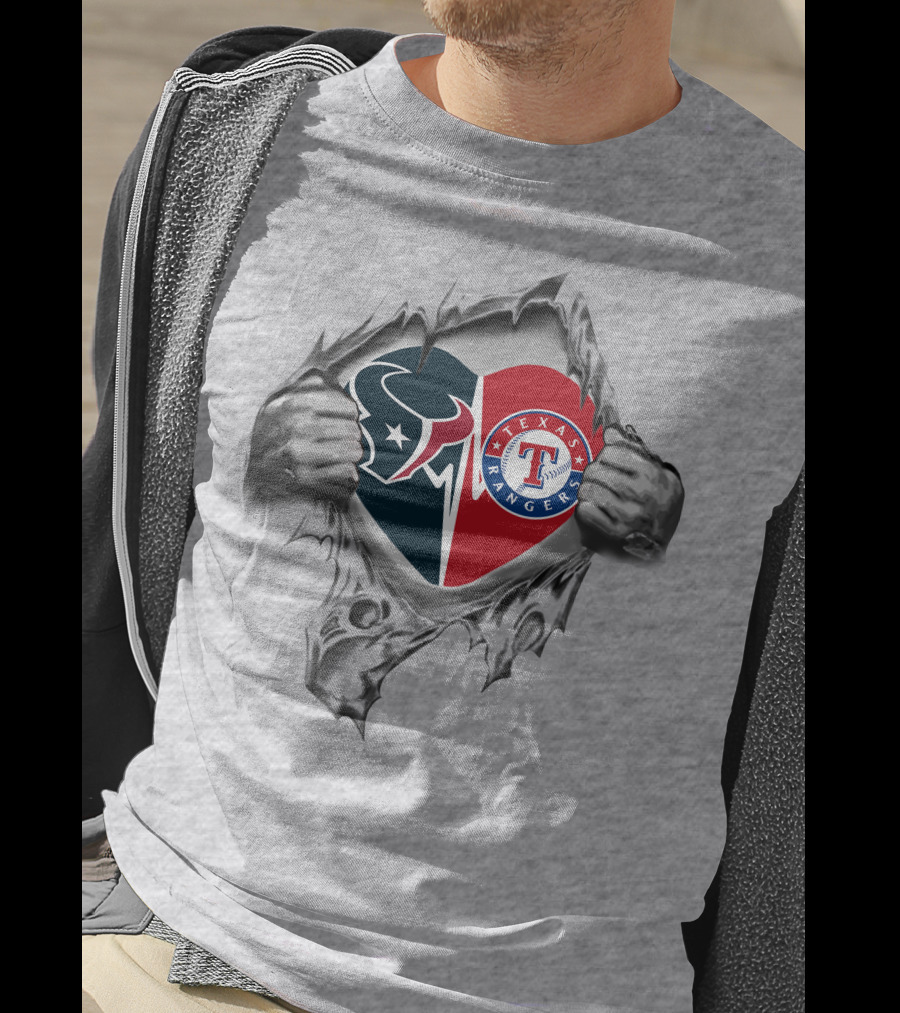 Texans And Texas Rangers Heart T-Shirt