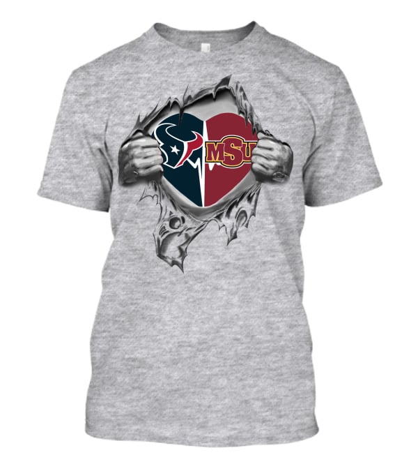 Texans Midwestern State Indians Heart Logo Combination T-Shirt