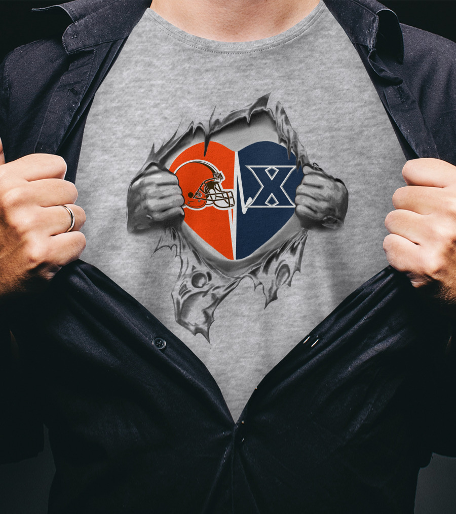 Cleveland Browns Xavier Musketeers Heart Rip T-Shirt