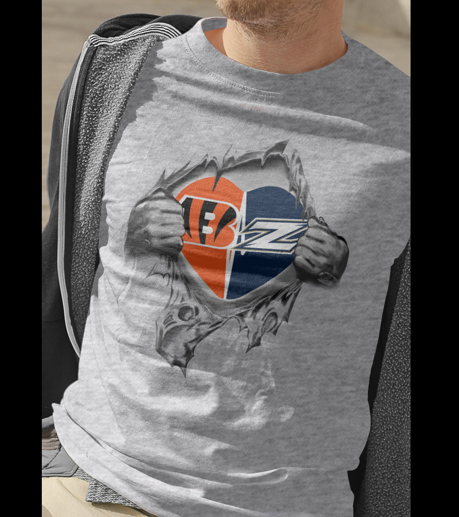 Bengals Akron Zips Heart Logo Fusion T-Shirt