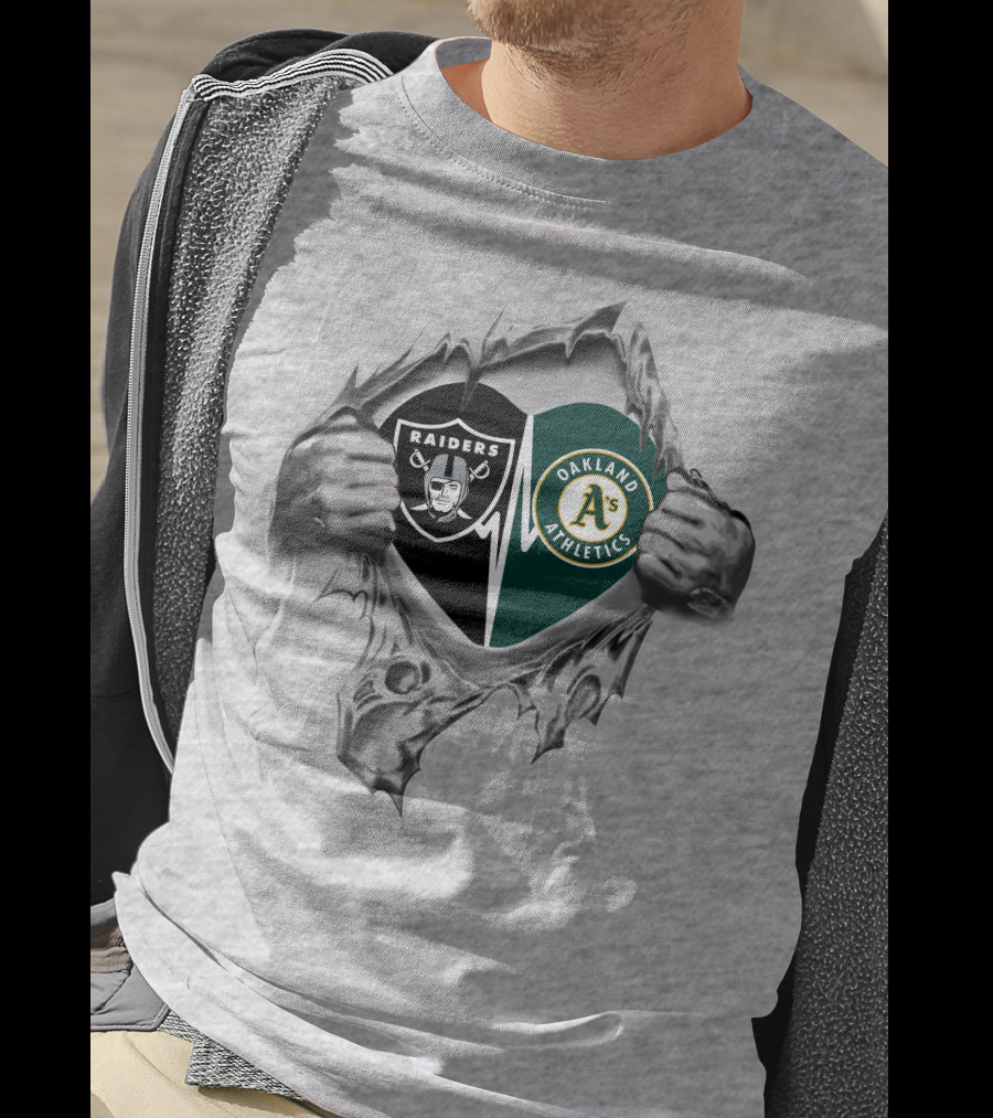 Oakland Athletics Raiders Logos It's In My Heart T-Shirt
