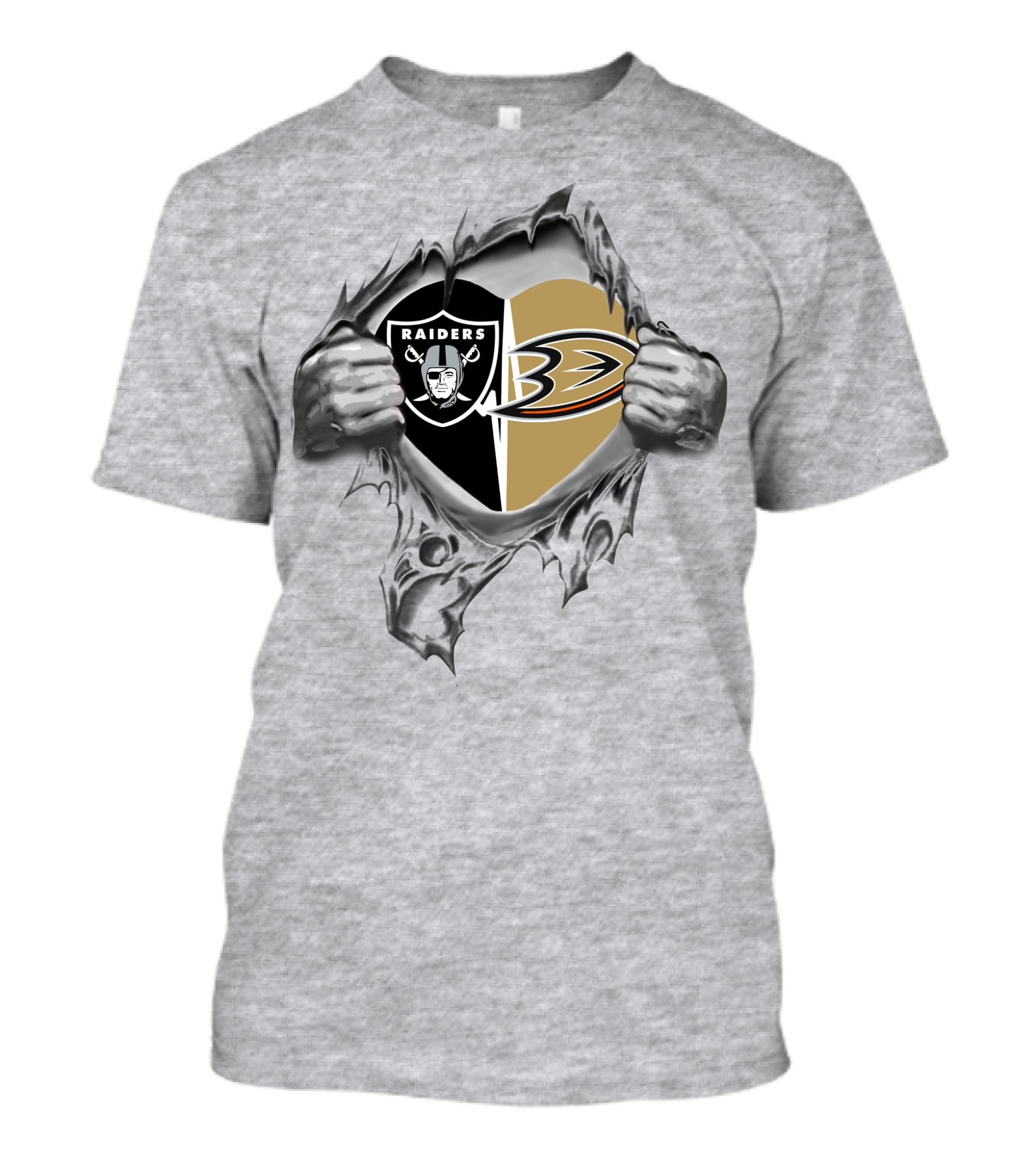 Raiders Anaheim Ducks It's In My Heart Logo Fusion Torn Skin T-Shirt