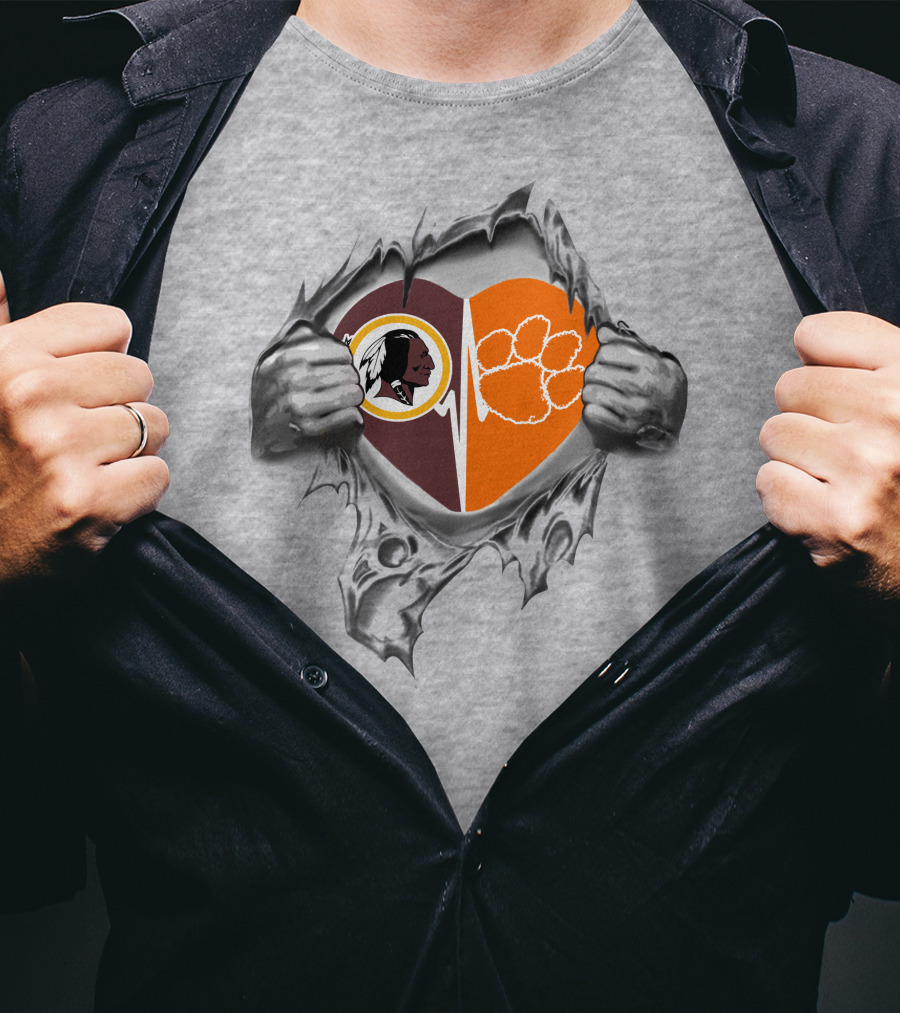 Redskins Clemson Tigers Heartbeat Inside T-Shirt
