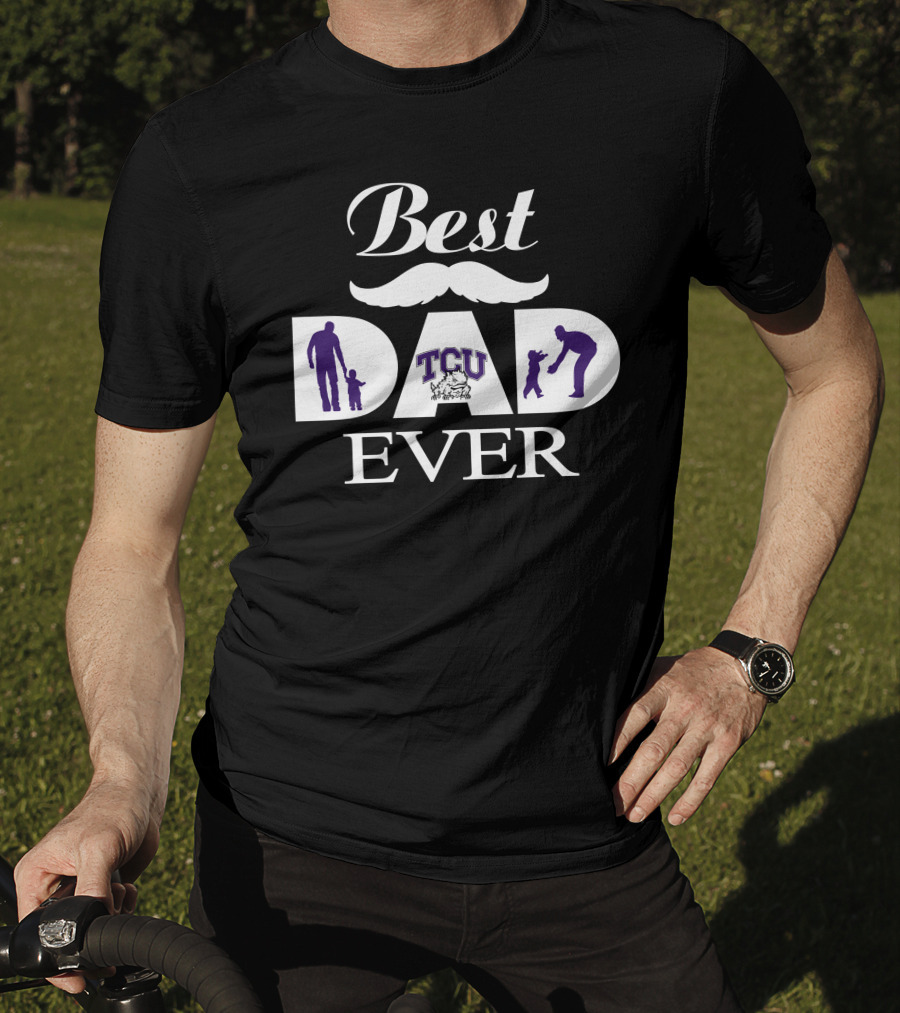 Best Dad Ever Tcu Horned Frogs Football Family Silhouette T-Shirt