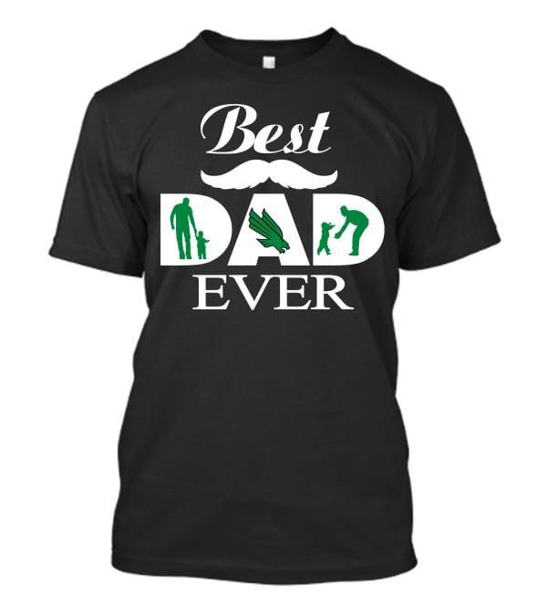 North Texas Mean Green Best Dad Ever Silhouette Logo Motif T-Shirt
