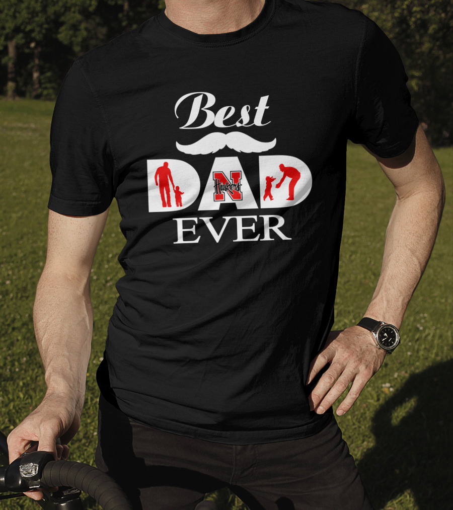 Best Dad Ever Huskers 58 Nebraska Cornhuskers T-Shirt