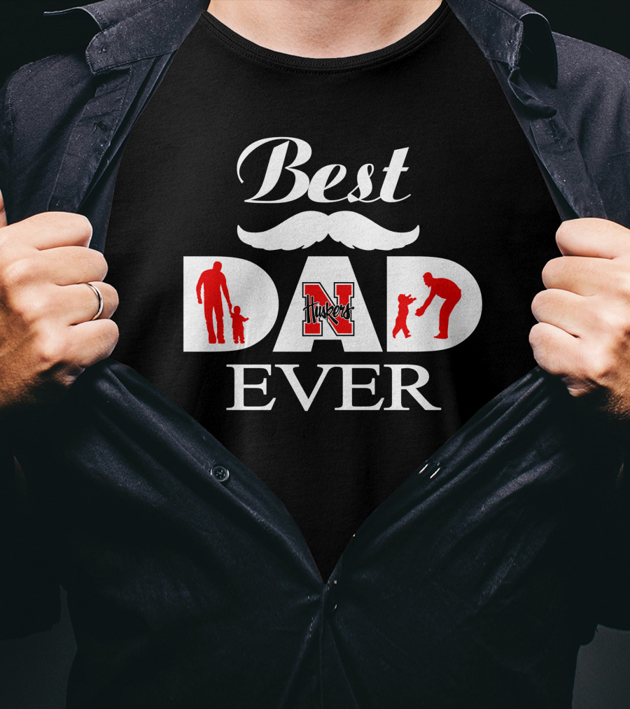 Best Dad Ever Huskers 58 Nebraska Cornhuskers T-Shirt