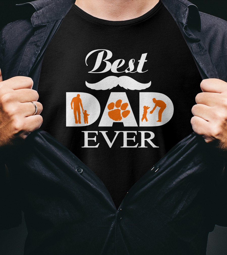 Best Dad Ever Clemson Tigers Paw Silhouette T-Shirt