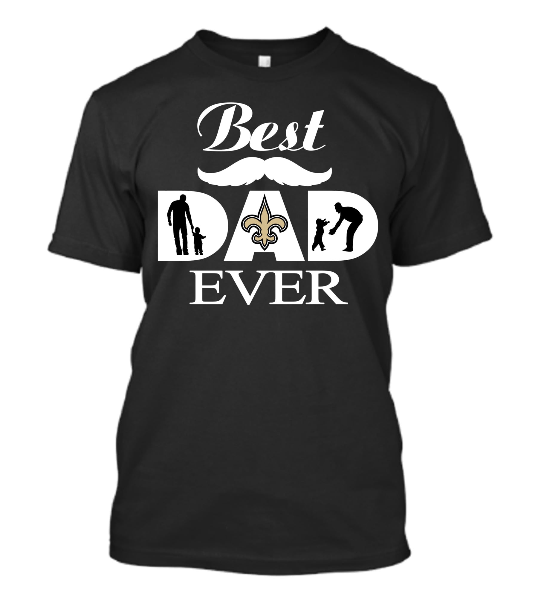 Best Dad Ever New Orleans Saints Fleur-De-Lis Silhouette T-Shirt