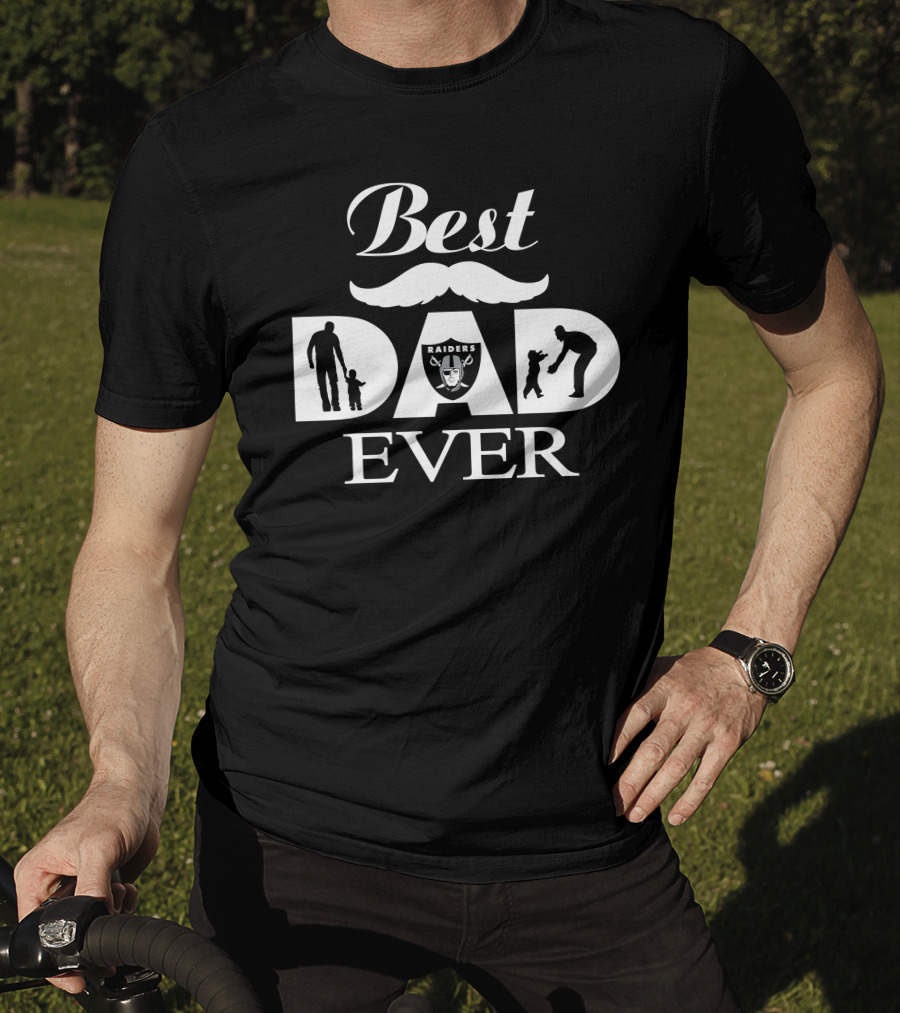 Best Dad Ever Las Vegas Raiders Father Child Silhouette T-Shirt