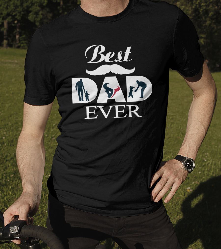 Houston Texans Best Dad Ever Father's Day Dad And Child Silhouettes T-Shirt