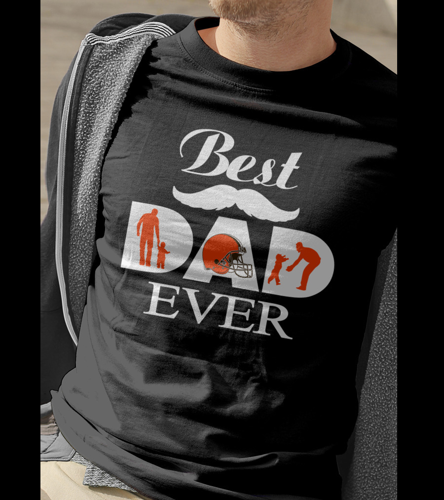 Cleveland Browns Best Dad Ever Father's Day Fan Silhouette T-Shirt