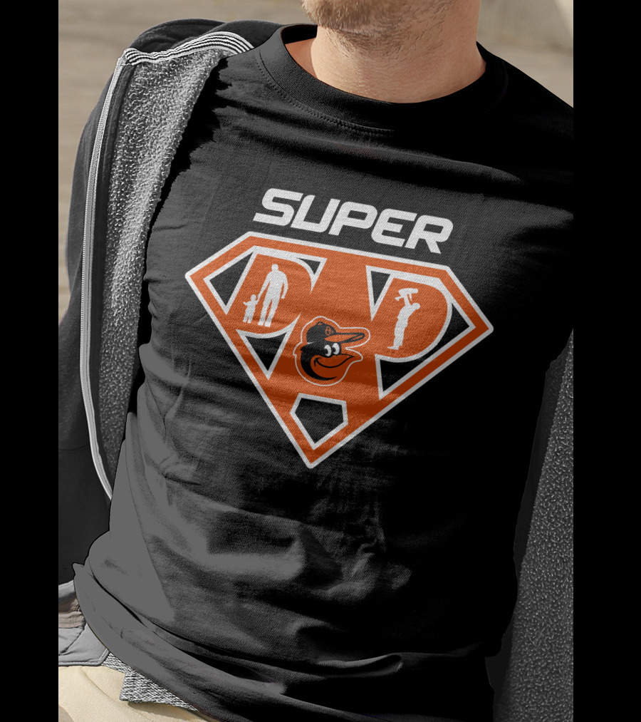 Super Dad Baltimore Orioles Logo Fatherhood Silhouette T-Shirt