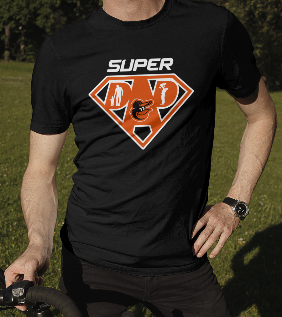 Super Dad Baltimore Orioles Logo Fatherhood Silhouette T-Shirt