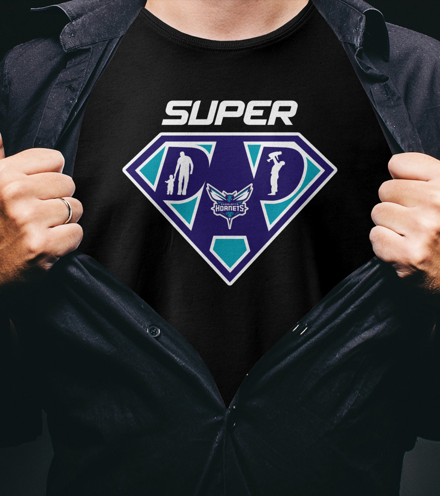 Super Charlotte Hornets Dad Hero Duo T-Shirt