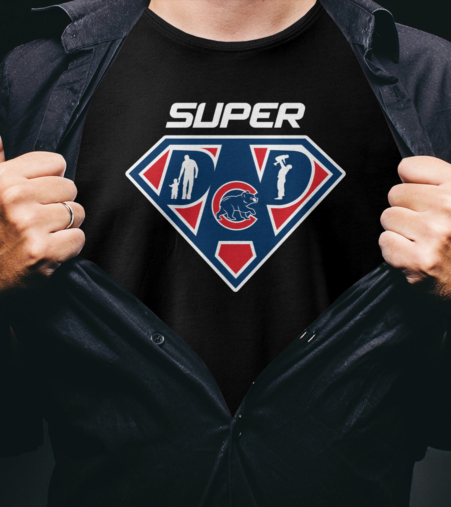 Super Dad Chicago Cubs Baseball Family Man T-Shirt