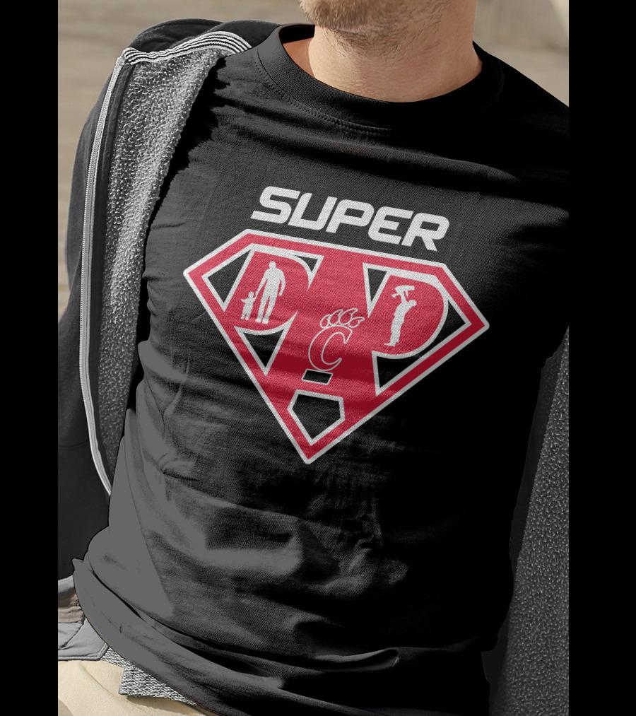 Cincinnati Bearcats Super Dad Emblem With Heroic Symbol And Athletic Pride T-Shirt