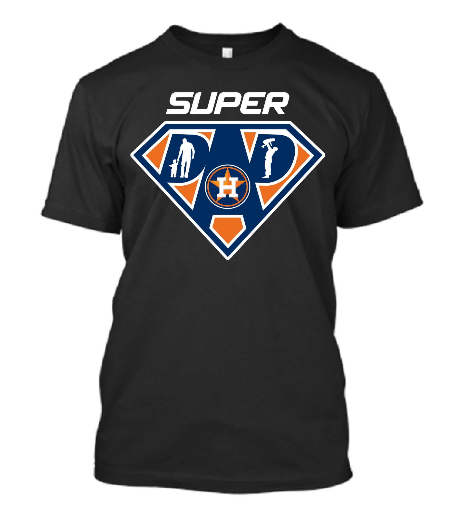 Super Dad Houston Astros Fan Daddy Hero Badge T-Shirt