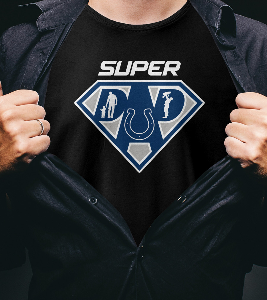 Indianapolis Colts Super Dad Heroic Logo Emblem Father's Day T-Shirt