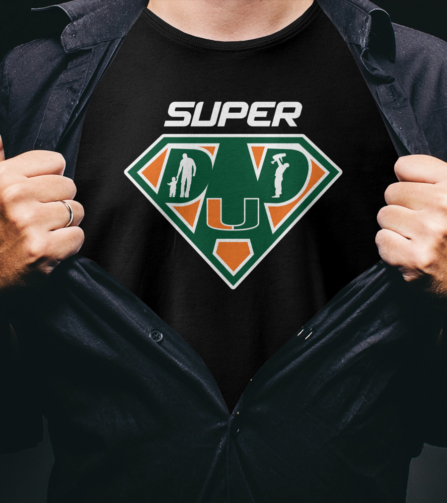 Miami Hurricanes Super Dad U Symbol Hero T-Shirt
