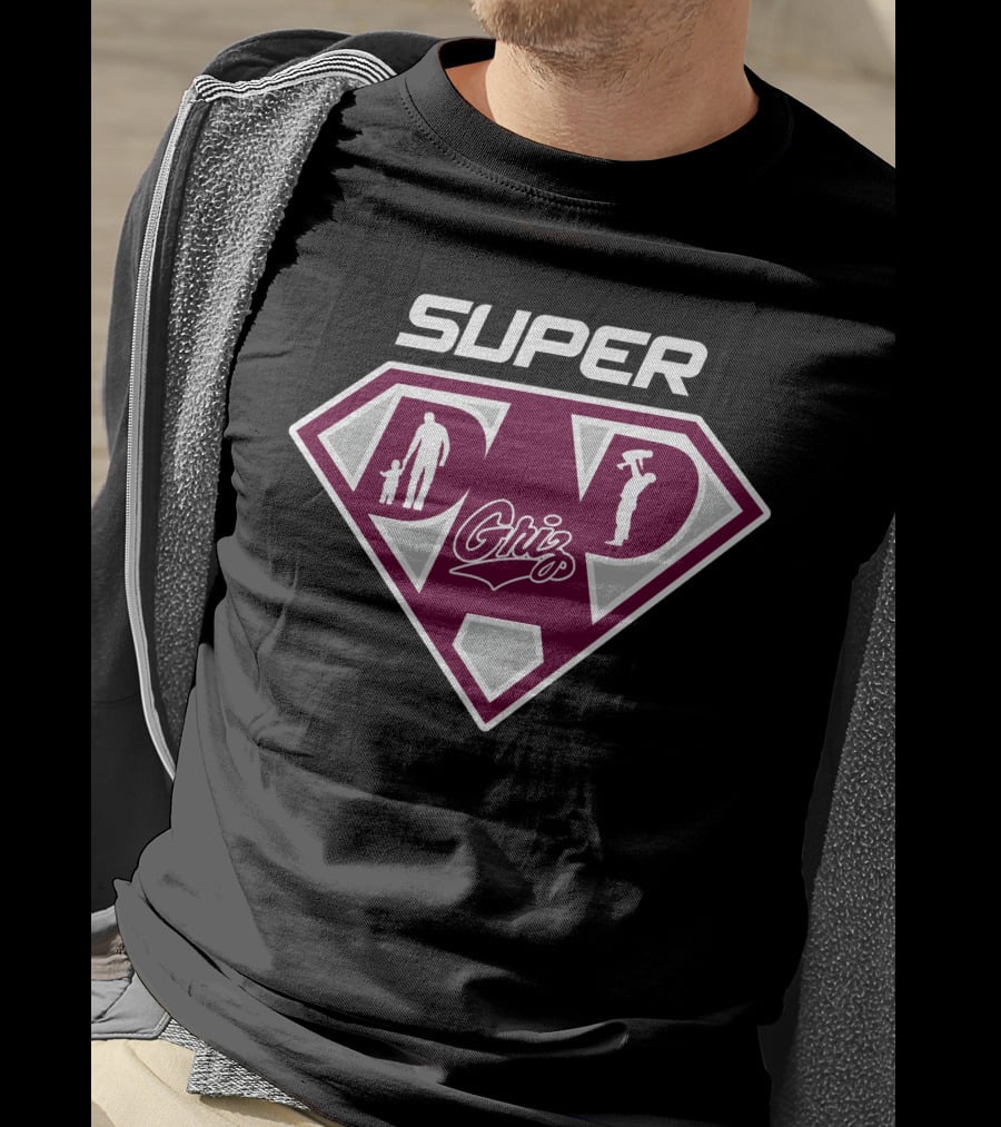 Montana Grizzlies Super Dad Shield Logo With Griz T-Shirt