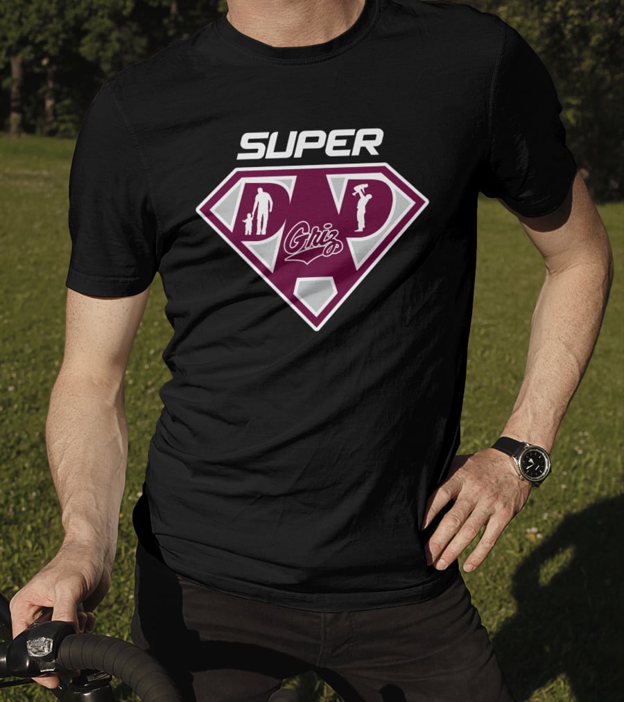 Montana Grizzlies Super Dad Shield Logo With Griz T-Shirt