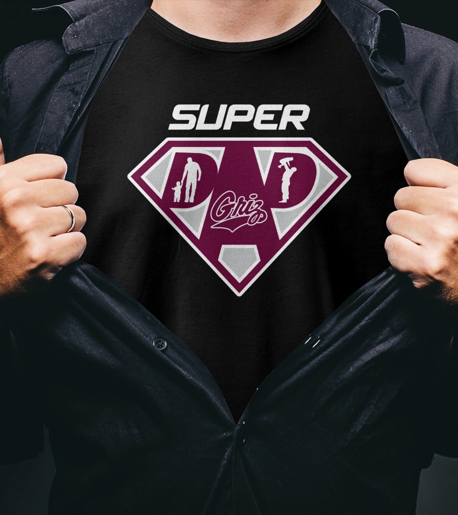 Montana Grizzlies Super Dad Shield Logo With Griz T-Shirt