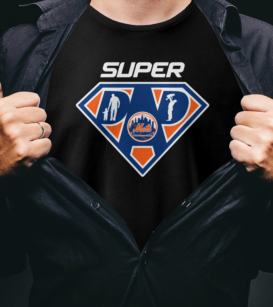 Super Dad New York Mets Logo Icons T-Shirt