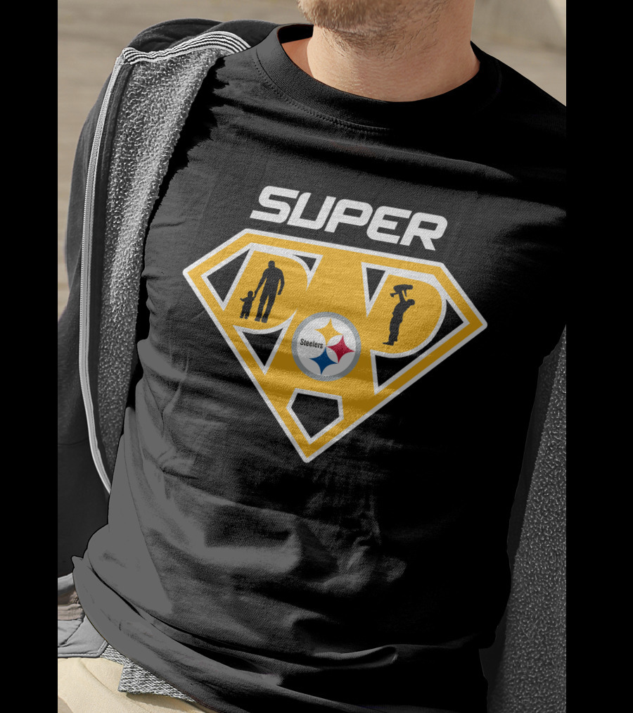 Super Dad Pittsburgh Steelers Logo Silhouette T-Shirt
