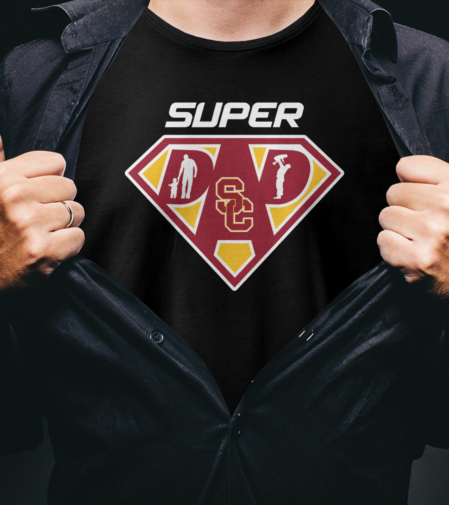 Super Dad Usc Trojans Logo Symbol Dad Superhero T-Shirt