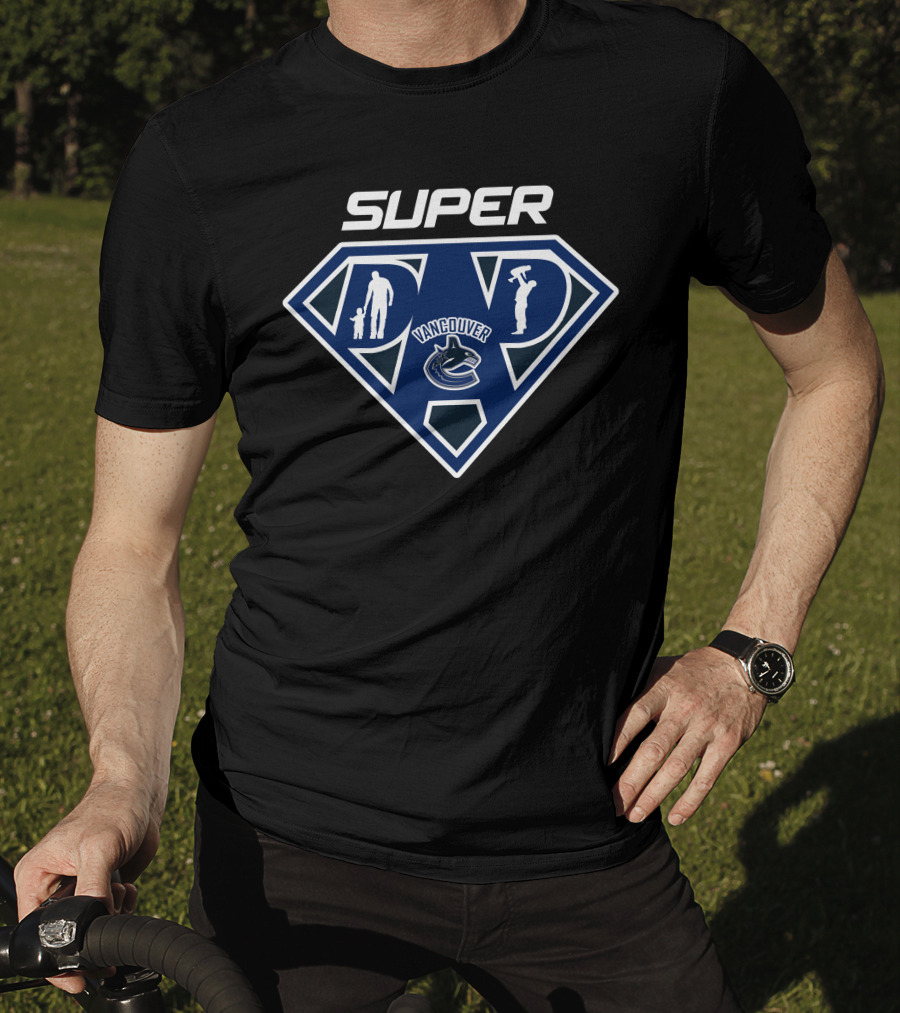 Vancouver Canucks Super Dad Hero Symbol With Logo And Figures T-Shirt