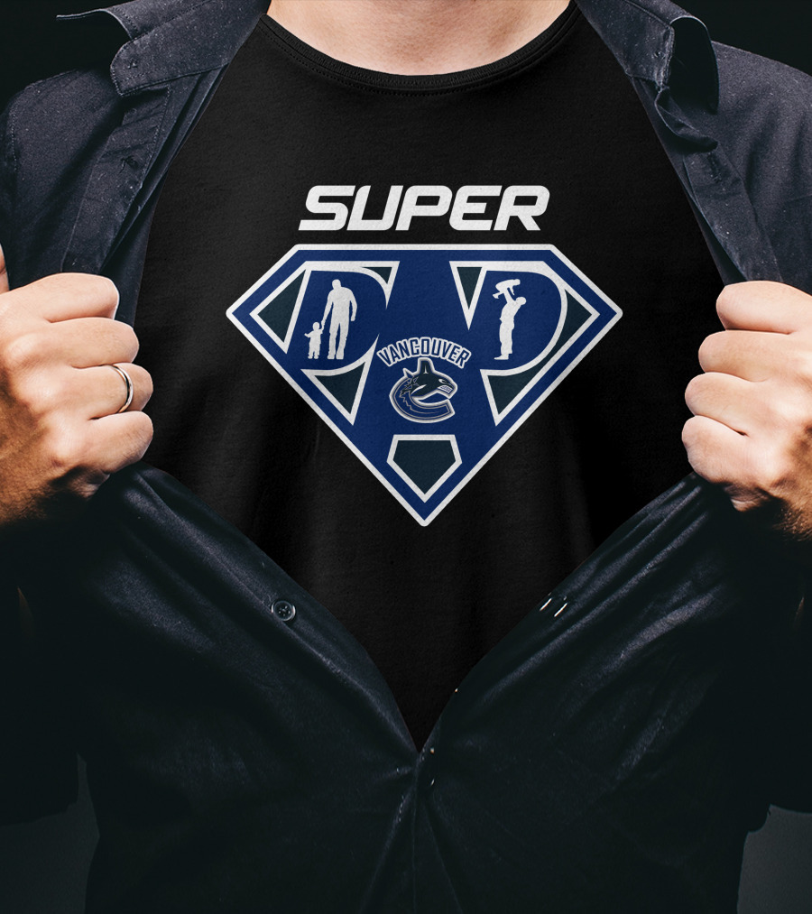 Vancouver Canucks Super Dad Hero Symbol With Logo And Figures T-Shirt