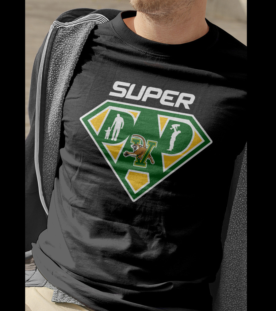 Vermont Catamounts Super Dad Hero Emblem With V T-Shirt