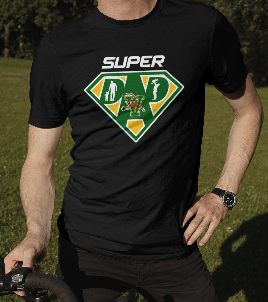 Vermont Catamounts Super Dad Hero Emblem With V T-Shirt