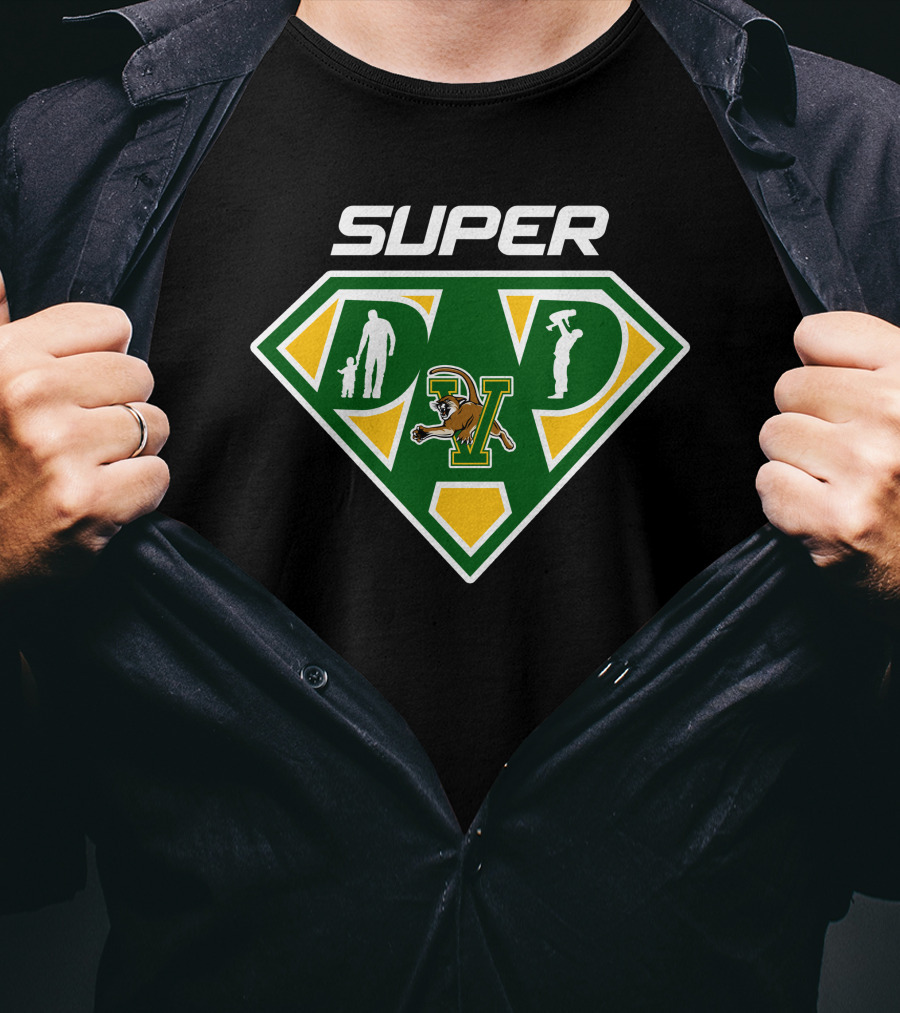 Vermont Catamounts Super Dad Hero Emblem With V T-Shirt
