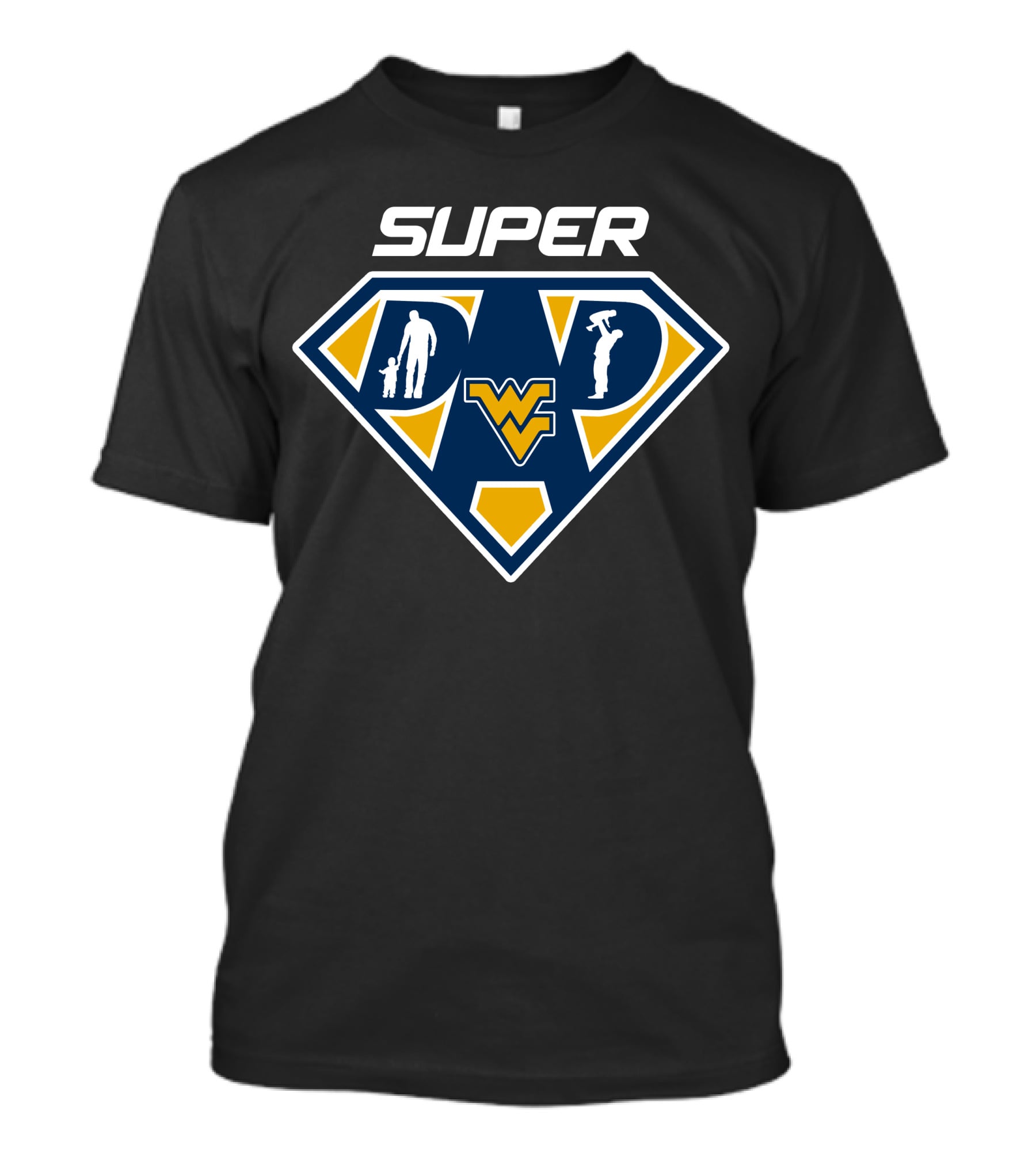 West Virginia Mountaineers Super Dad Superman Logo Silhouette T-Shirt