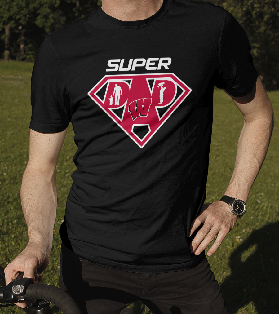 Super Wisconsin Badgers Dad Logo Plaque T-Shirt