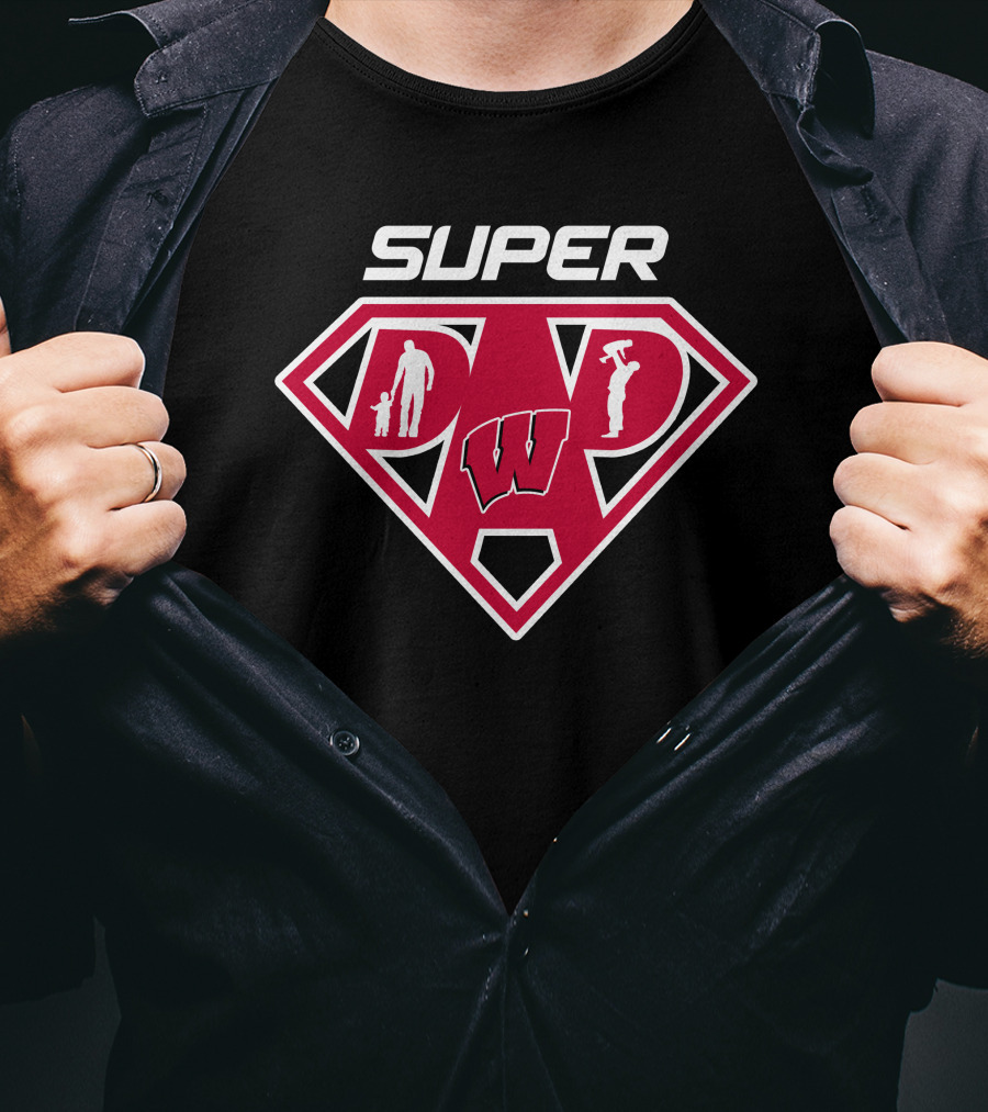 Super Wisconsin Badgers Dad Logo Plaque T-Shirt