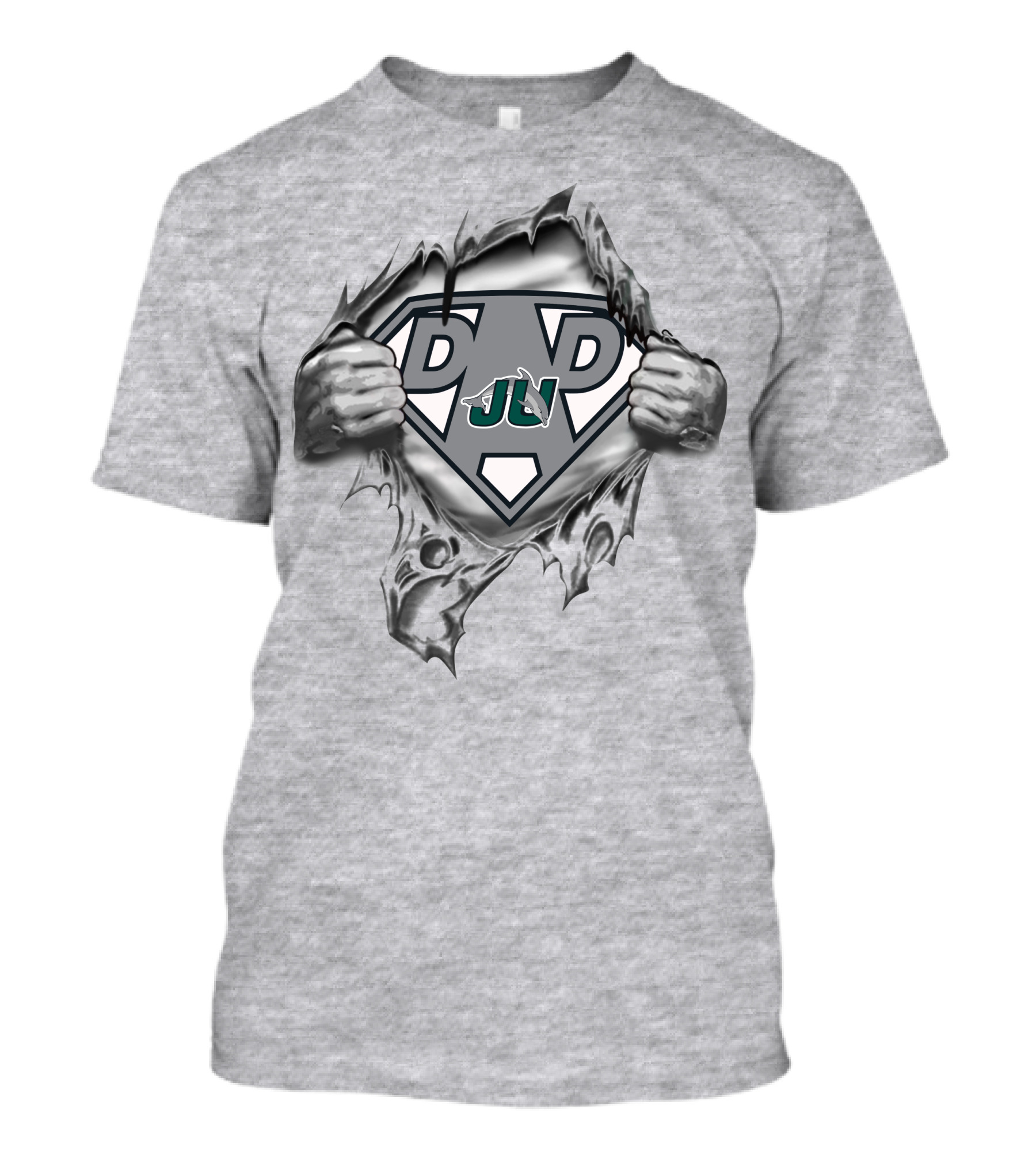 Jacksonville Dolphins Dad Superhero Tear Logo 96 T-Shirt