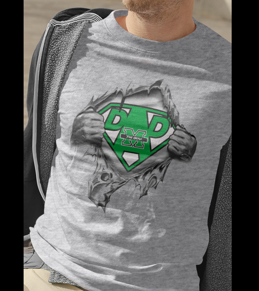 Marshall Thundering Herd Super Dad Logo The Herd Superman Style T-Shirt