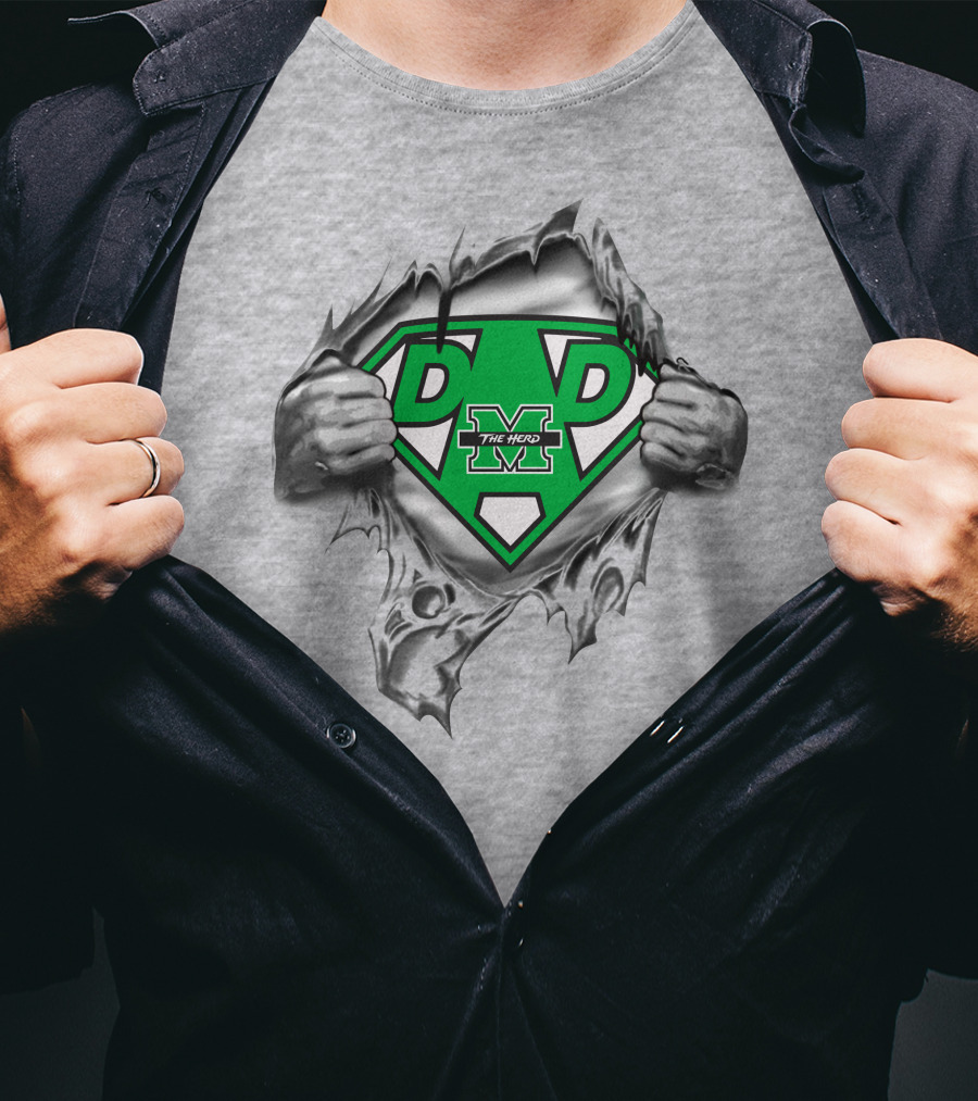 Marshall Thundering Herd Super Dad Logo The Herd Superman Style T-Shirt
